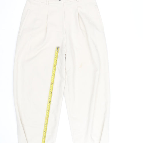 Zara Men's Ivory Cropped Pleated Tapered Trousers Size S