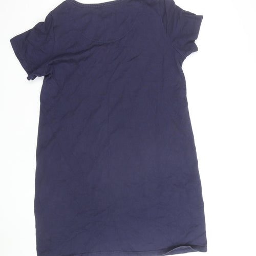 Joules Women Blue Short Sleeve Bee Embroidered Cotton T-Shirt Dress Size 18