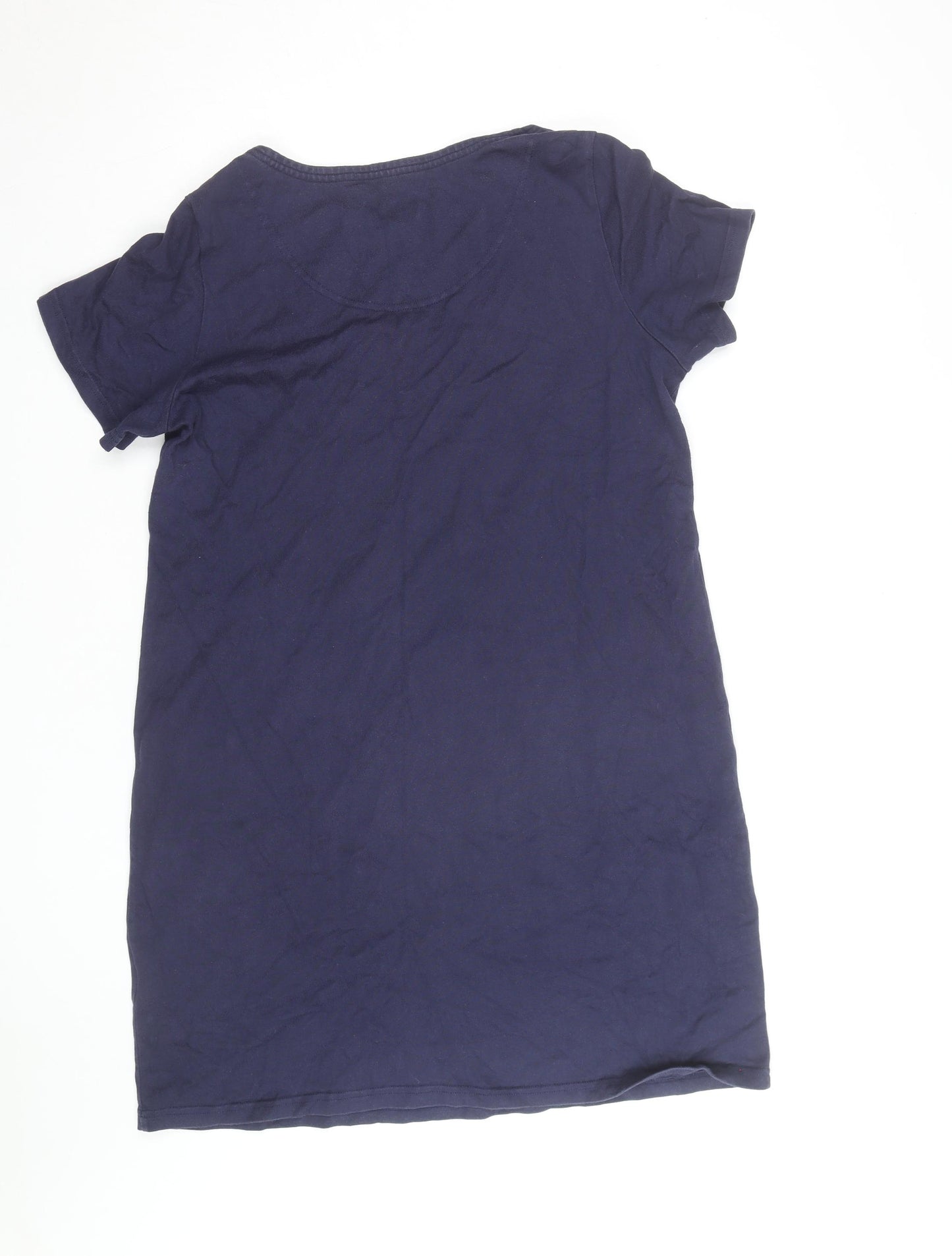 Joules Women Blue Short Sleeve Bee Embroidered Cotton T-Shirt Dress Size 18