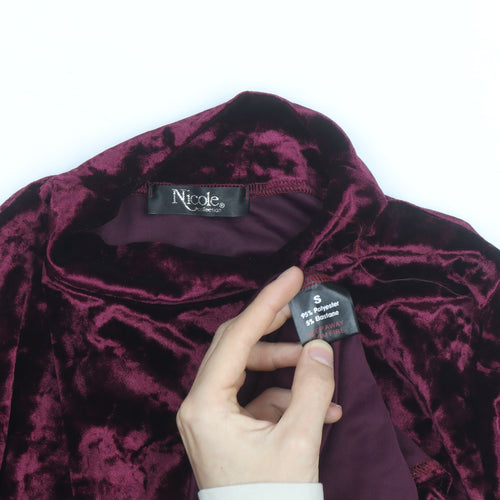 Nicole Collection Women’s Purple Velvet Roll Neck Shift Dress S