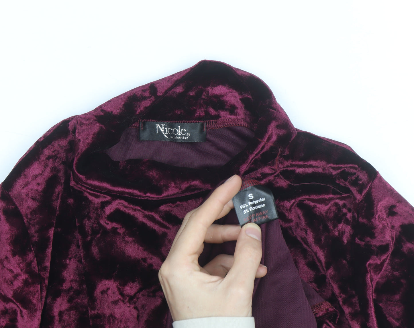Nicole Collection Women’s Purple Velvet Roll Neck Shift Dress S