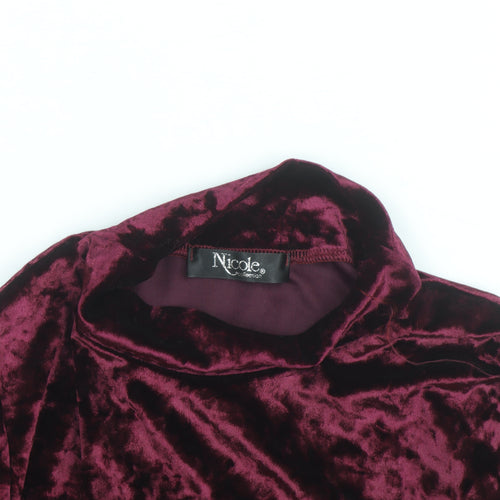 Nicole Collection Women’s Purple Velvet Roll Neck Shift Dress S