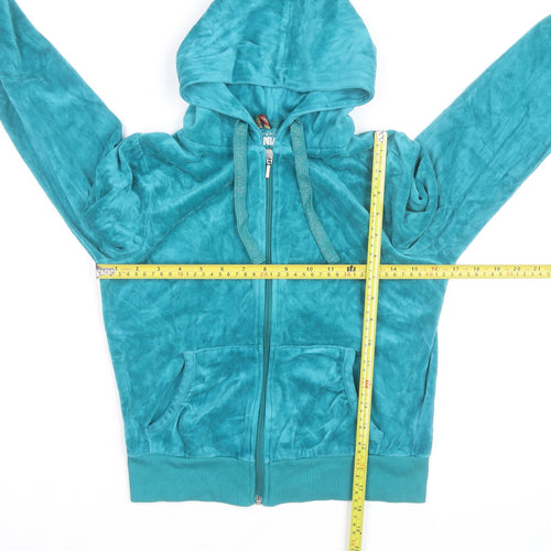 Denim Co Women Teal Velour Full Zip Hoodie Size 12 UK