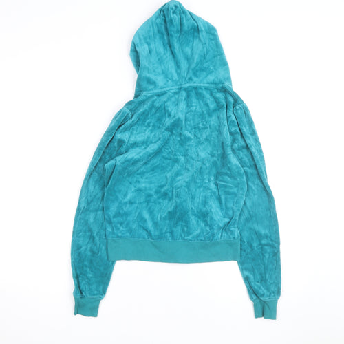 Denim Co Women Teal Velour Full Zip Hoodie Size 12 UK