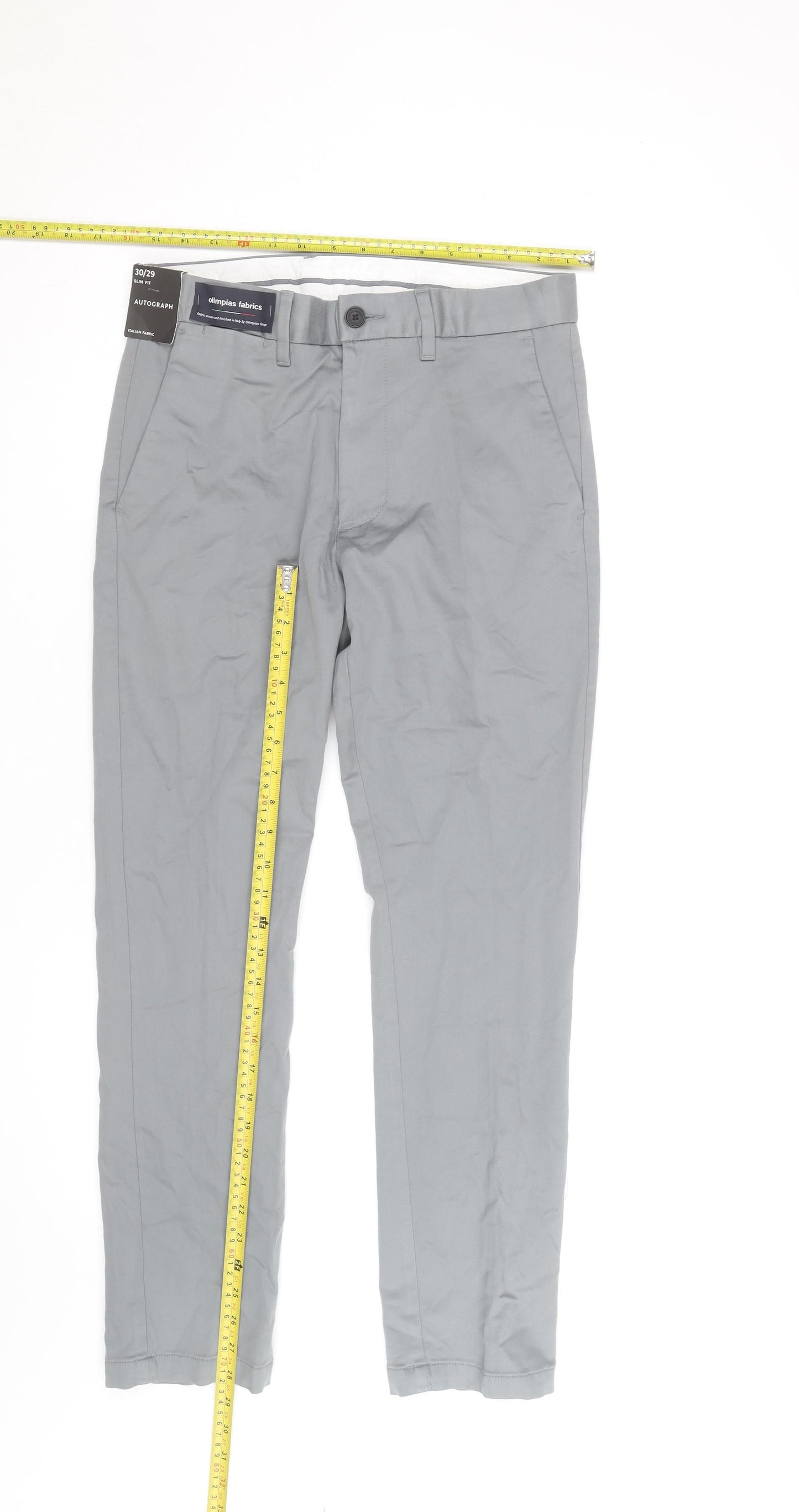 Marks and Spencer Autograph Men’s Grey Slim Fit Chino Trousers 30/29