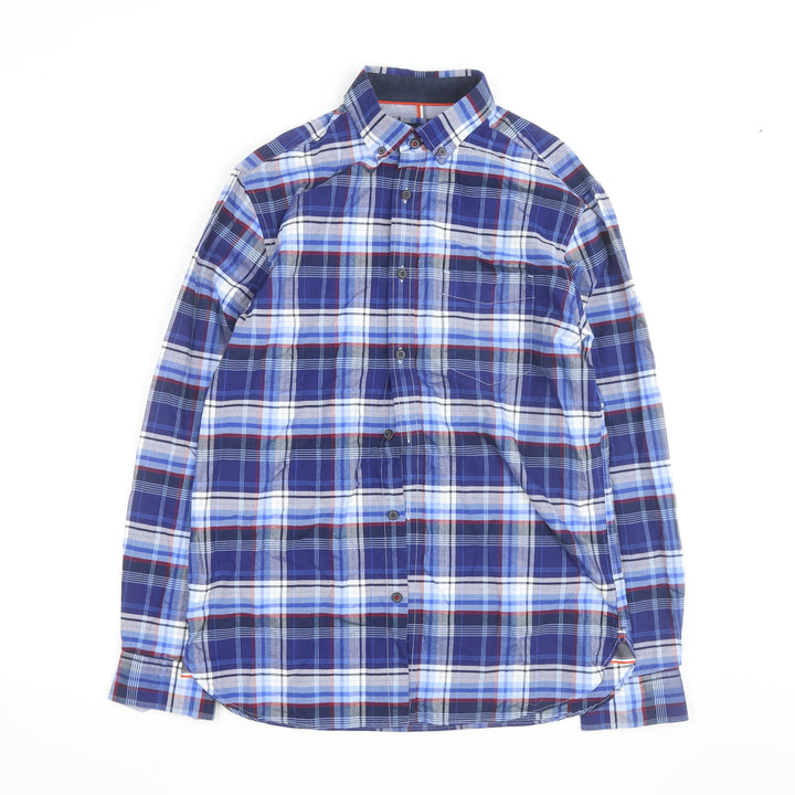 Marks and Spencer Blue Harbour Men's Blue Plaid Button-Up Shirt S