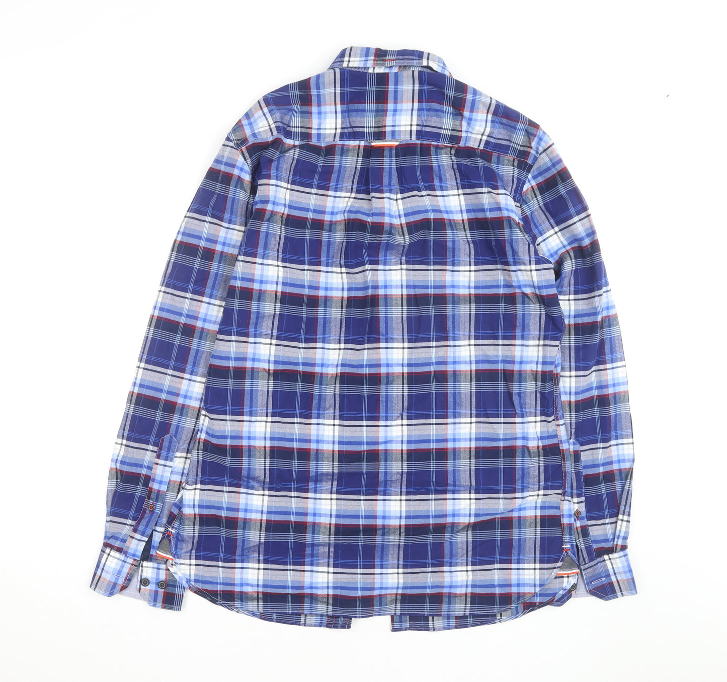 Marks and Spencer Blue Harbour Men's Blue Plaid Button-Up Shirt S