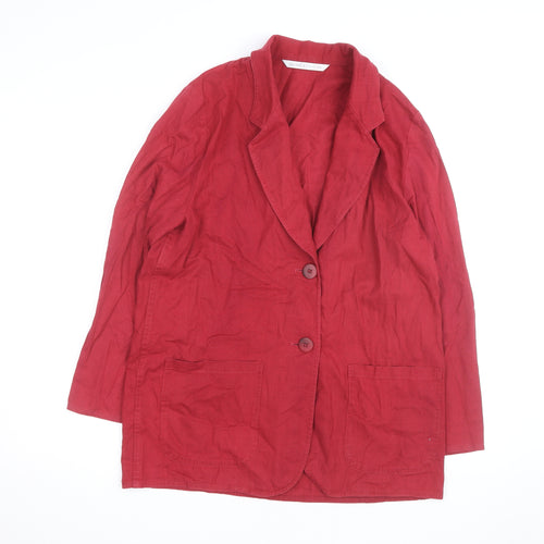 Marks and Spencer Womens Red Linen Cotton Blazer Size 14