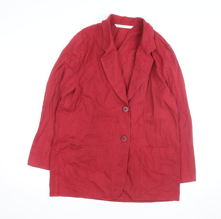 Marks and Spencer Womens Red Linen Cotton Blazer Size 14