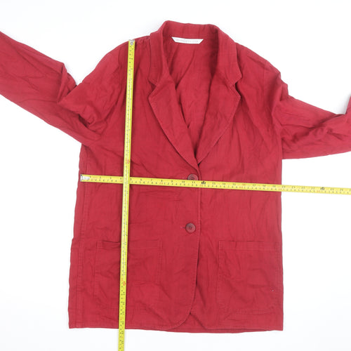 Marks and Spencer Womens Red Linen Cotton Blazer Size 14