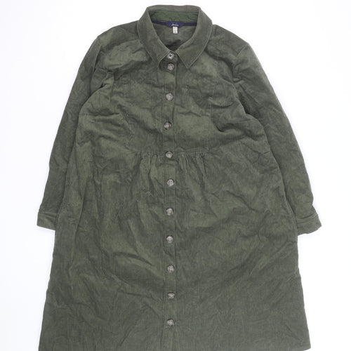 Joules Women Green Corduroy Shirt Dress Size 12 Long Sleeve Casual