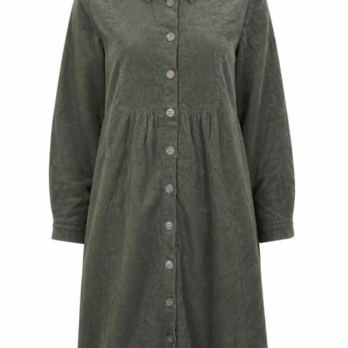 Joules Women Green Corduroy Shirt Dress Size 12 Long Sleeve Casual