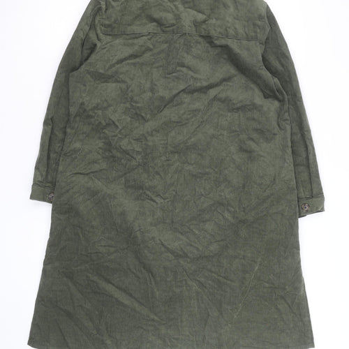 Joules Women Green Corduroy Shirt Dress Size 12 Long Sleeve Casual