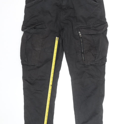 NEXT Men's Black 36 in Cargo Trousers Slim Fit Cotton