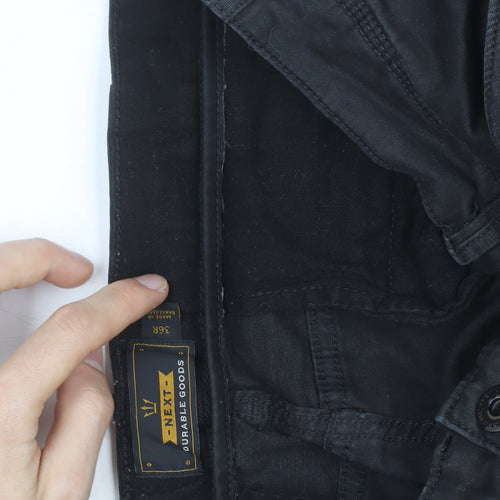 NEXT Men's Black 36 in Cargo Trousers Slim Fit Cotton