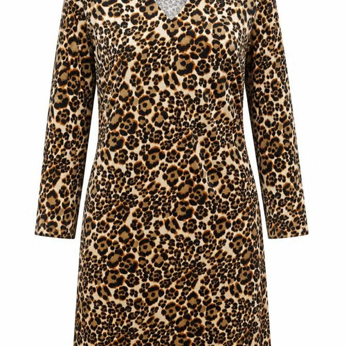 SasJee Women’s Brown Leopard Print Velvet Wrap Dress M