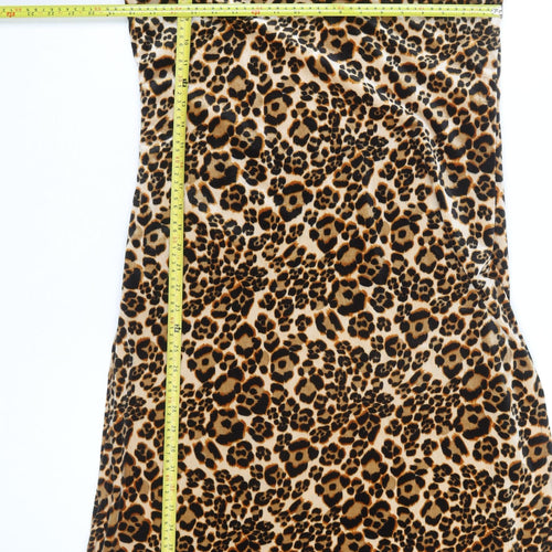 SasJee Women’s Brown Leopard Print Velvet Wrap Dress M