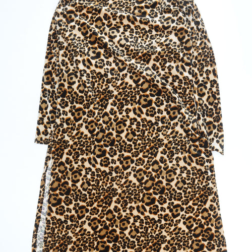 SasJee Women’s Brown Leopard Print Velvet Wrap Dress M