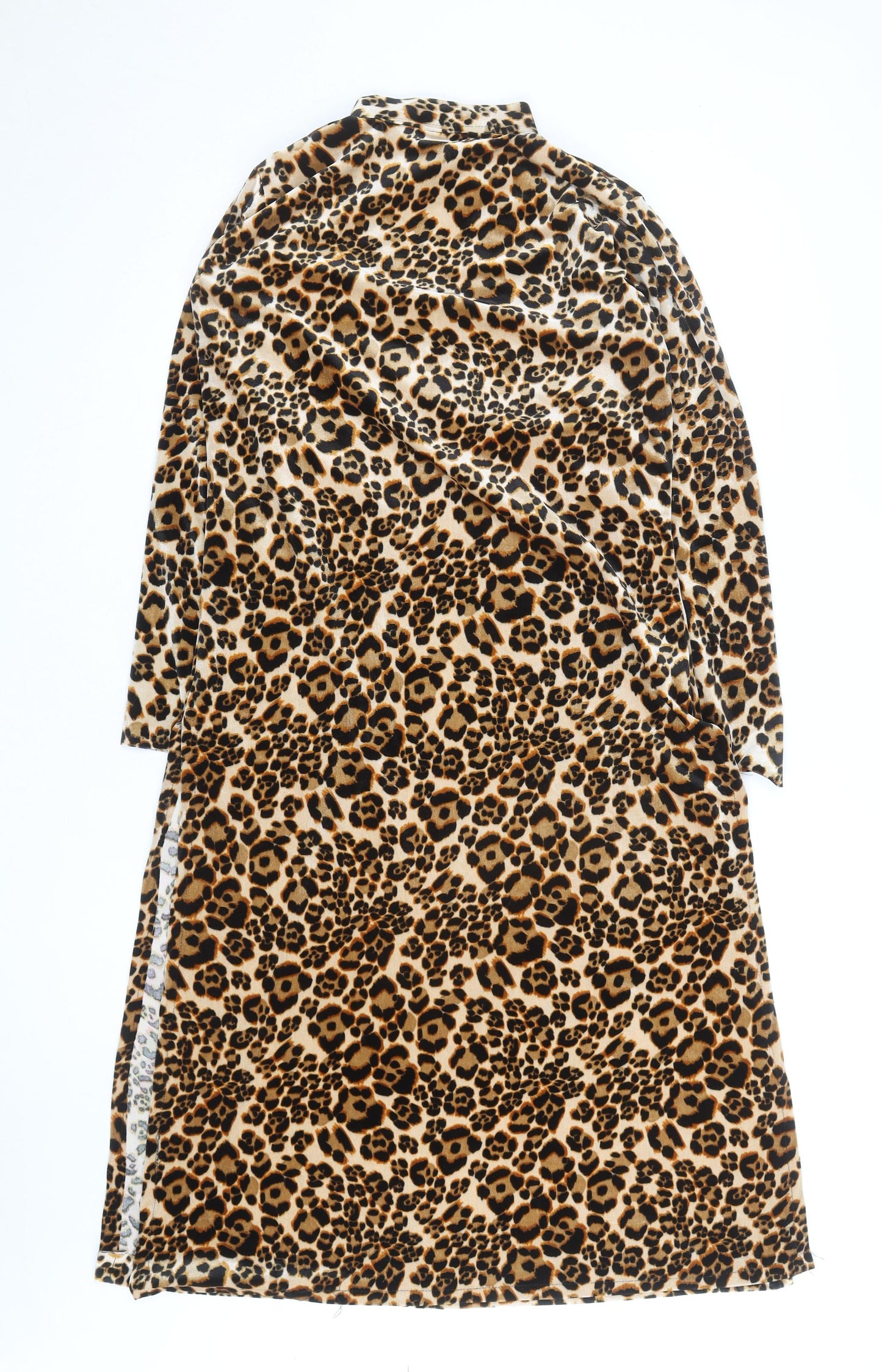 SasJee Women’s Brown Leopard Print Velvet Wrap Dress M