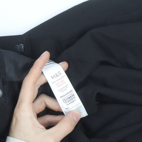 Marks and Spencer Men's Black Regular Fit Dress Pants 31W 31L