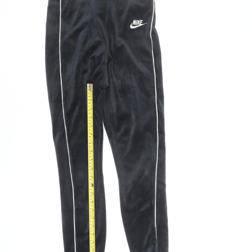 Nike Womens Black Velour Side Stripe Leggings S