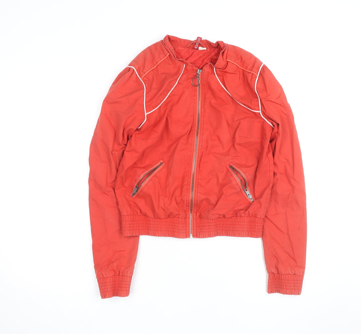 Esprit Women's Red Bomber Jacket Size 10 Lightweight Zip Up