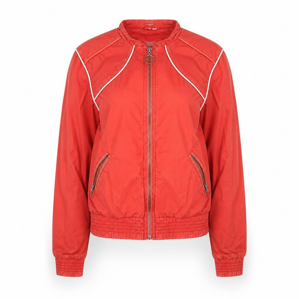 ESPRIT Women's Red Bomber Jacket Size 10 Lightweight Zip Up