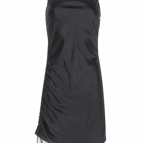 ZARA Women’s Black Slip Dress Size 8 Satin Ruched Partywear