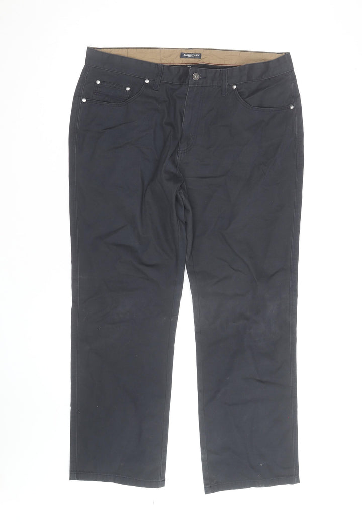 Boston Crew Men's Black Chino Trousers 36W 29S Regular Fit Cotton