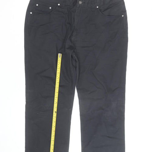 Boston Crew Men's Black Chino Trousers 36W 29S Regular Fit Cotton