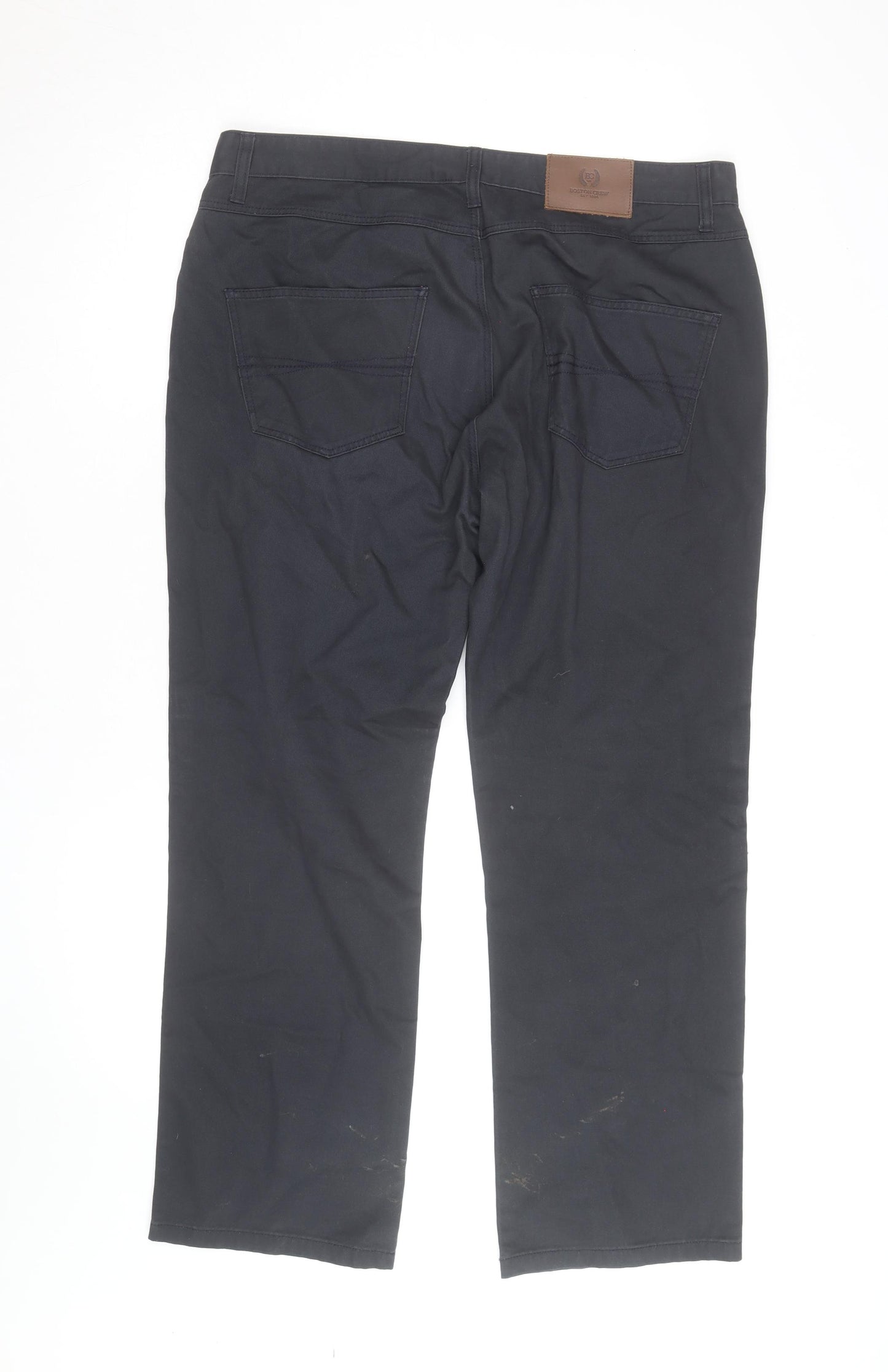 Boston Crew Men's Black Chino Trousers 36W 29S Regular Fit Cotton