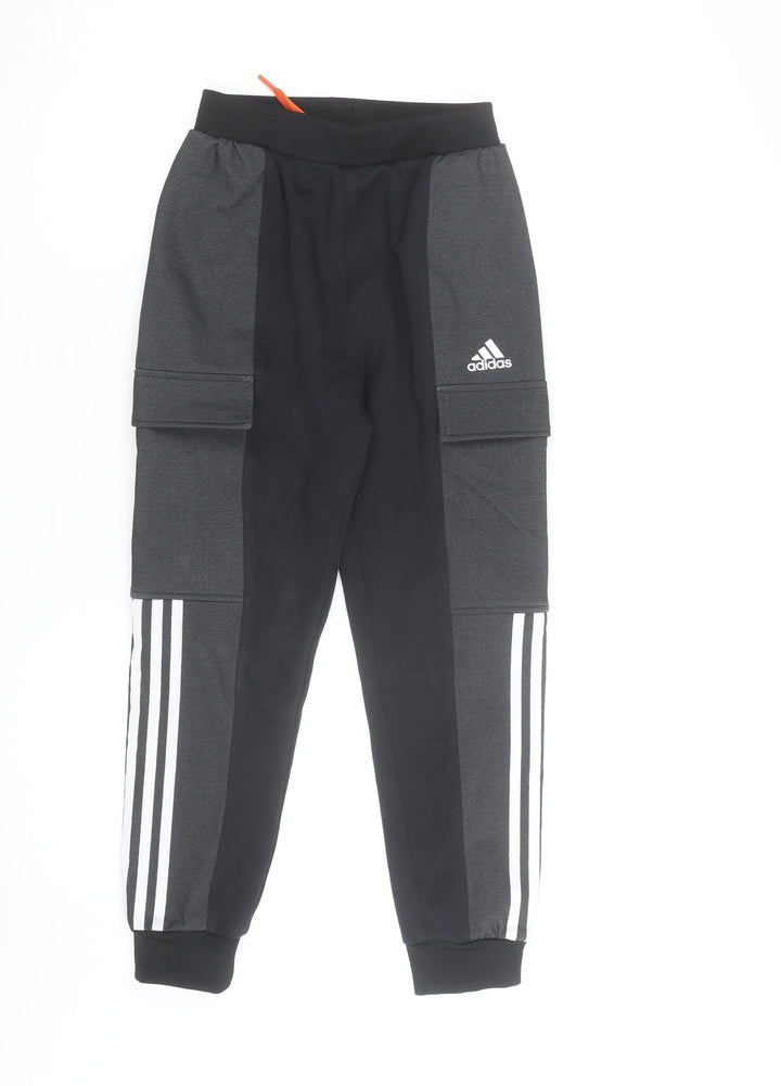 Adidas Boys Black Jogger Fleece Activewear Trousers 10 Years