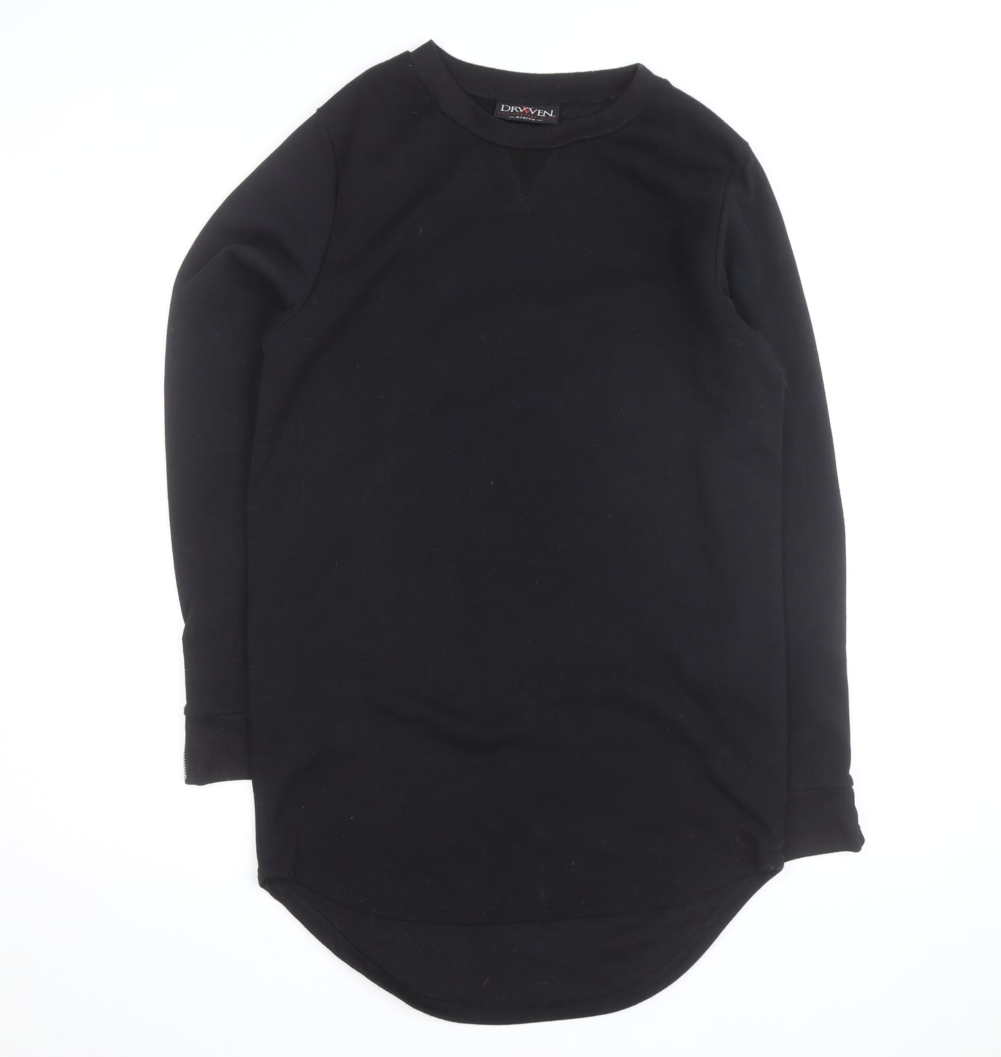 Draven Men's Black Crew Neck Pullover Sweatshirt Medium Zip Detail