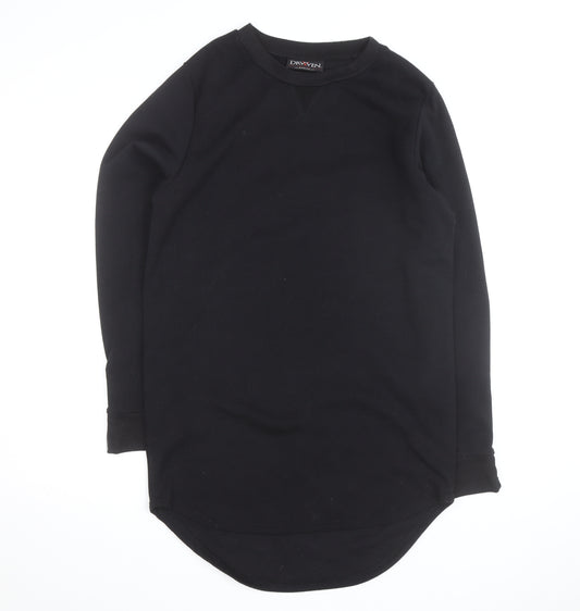 Draven Men's Black Crew Neck Pullover Sweatshirt Medium Zip Detail