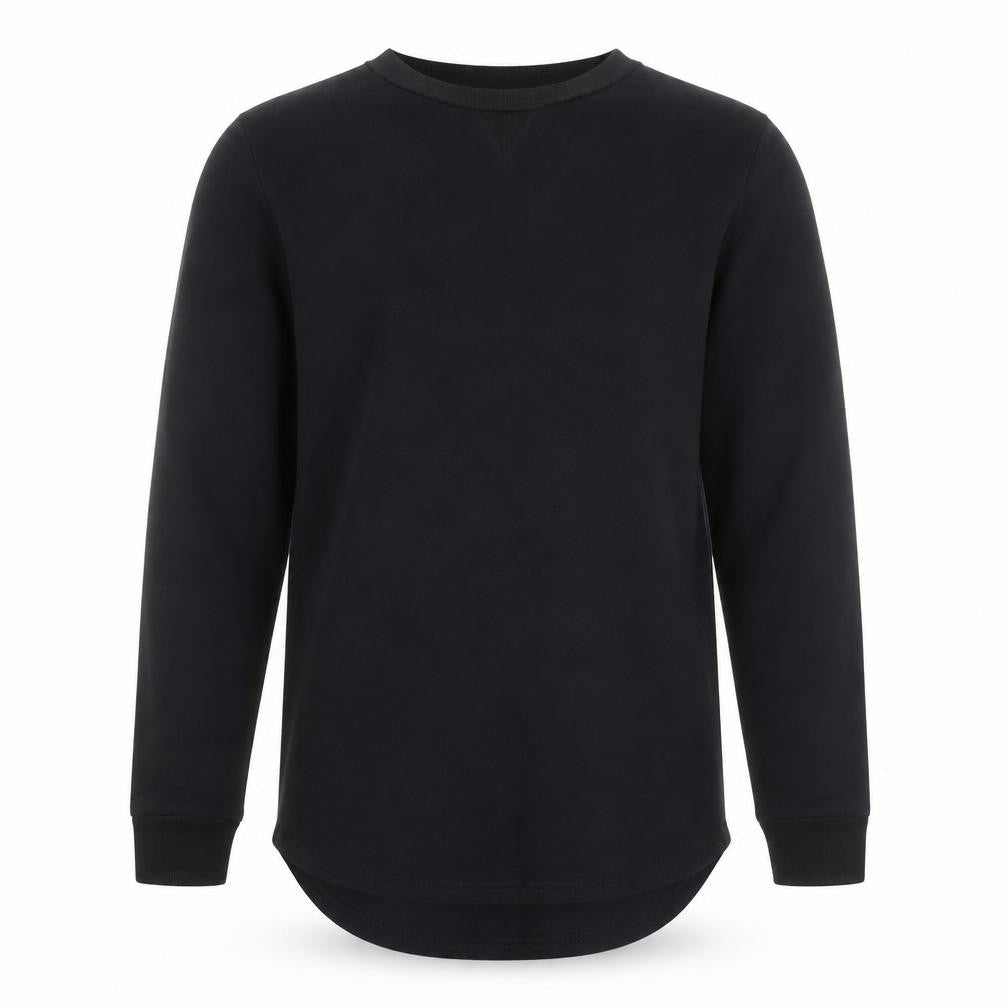 Front view of Draven Men's Black Crew Neck Pullover Sweatshirt Medium Zip Detail