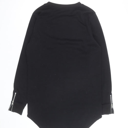 Draven Men's Black Crew Neck Pullover Sweatshirt Medium Zip Detail
