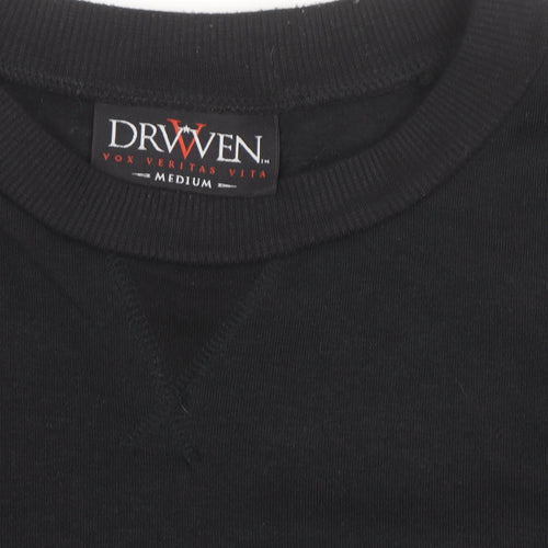 Draven Men's Black Crew Neck Pullover Sweatshirt Medium Zip Detail