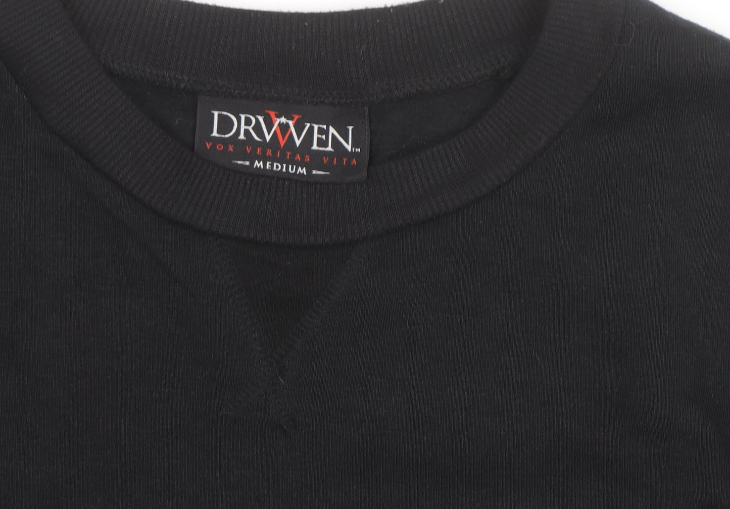Draven Men's Black Crew Neck Pullover Sweatshirt Medium Zip Detail