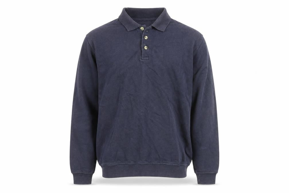 EWM Men's Navy Cotton Acrylic Long Sleeve Henley Jumper M