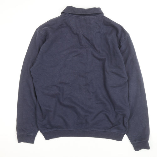 EWM Men's Navy Cotton Acrylic Long Sleeve Henley Jumper M