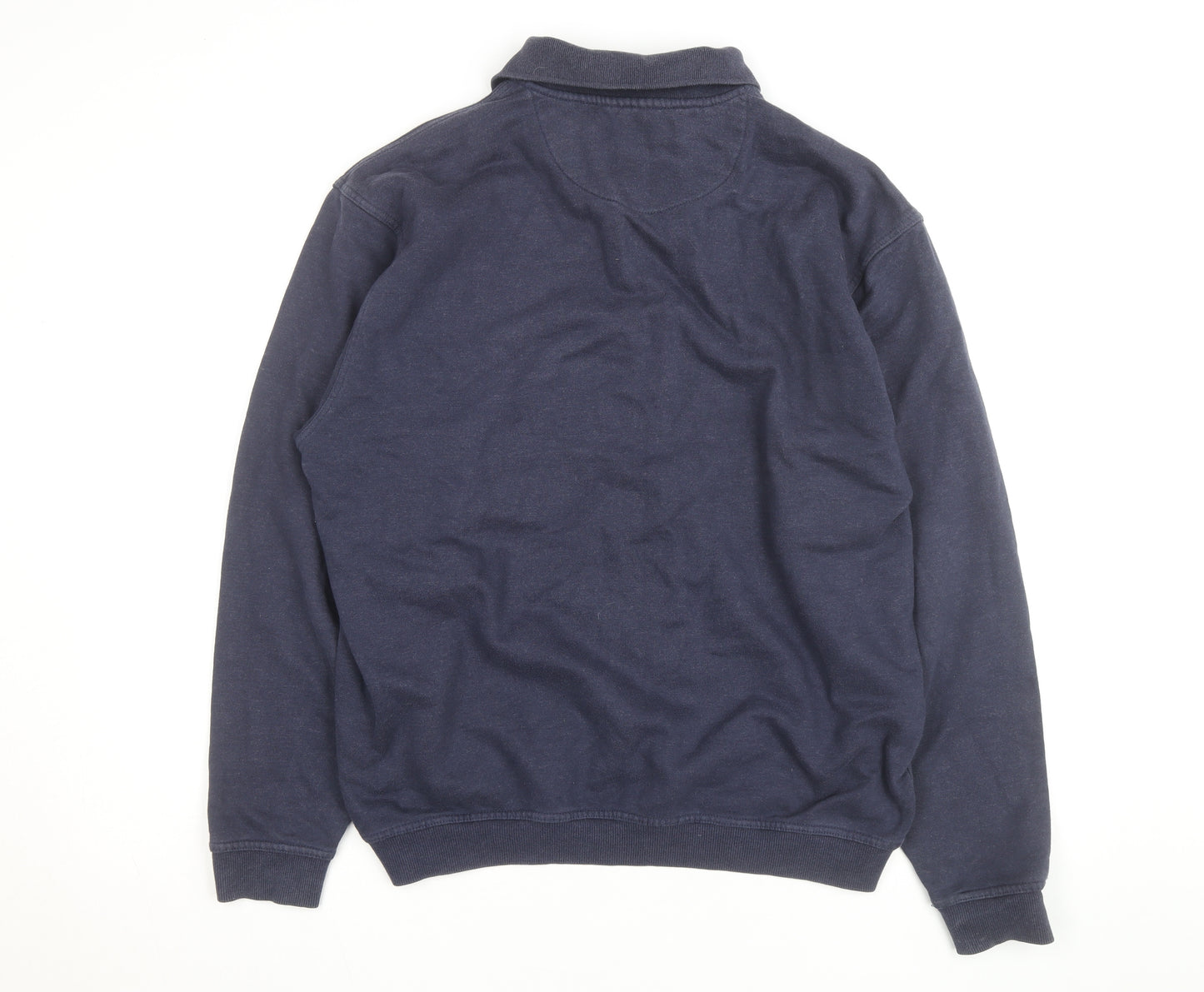 EWM Men's Navy Cotton Acrylic Long Sleeve Henley Jumper M
