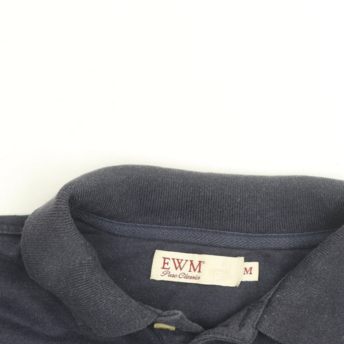 EWM Men's Navy Cotton Acrylic Long Sleeve Henley Jumper M