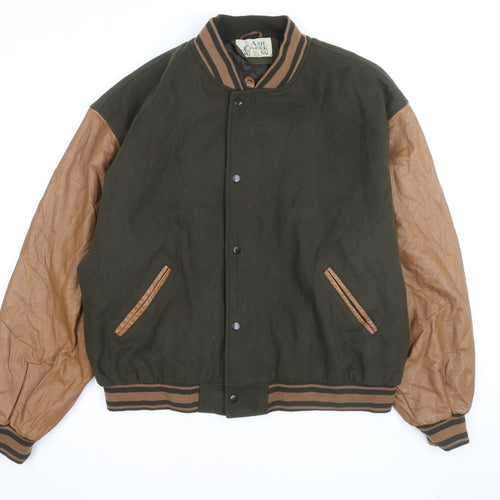 Ash Creek Trading Men's Green & Brown Wool Leather Varsity Jacket XL