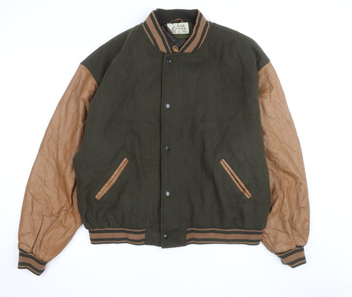 Ash Creek Trading Men's Green & Brown Wool Leather Varsity Jacket XL