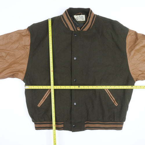Ash Creek Trading Men's Green & Brown Wool Leather Varsity Jacket XL