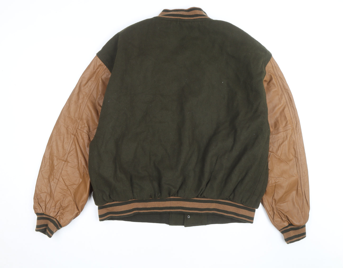 Ash Creek Trading Men's Green & Brown Wool Leather Varsity Jacket XL