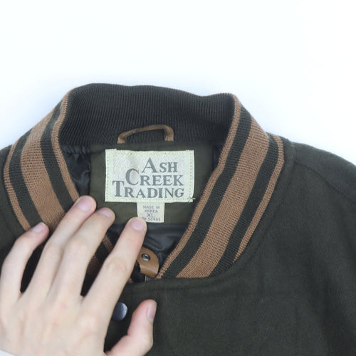 Ash Creek Trading Men's Green & Brown Wool Leather Varsity Jacket XL