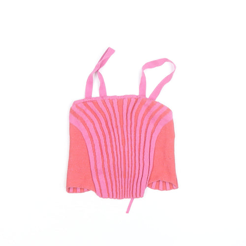 XXX Girls Pink Striped Knit Tank Top Size L Cotton Blend Summer Vest