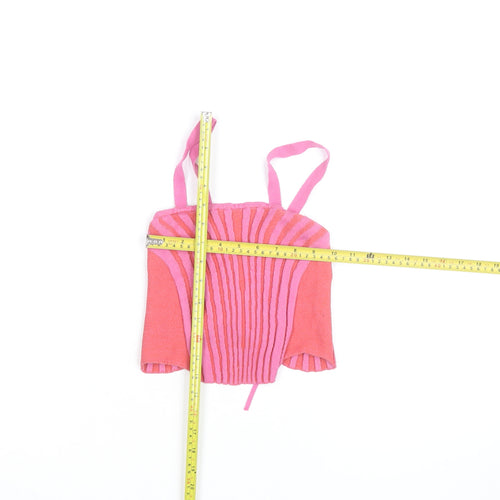 XXX Girls Pink Striped Knit Tank Top Size L Cotton Blend Summer Vest