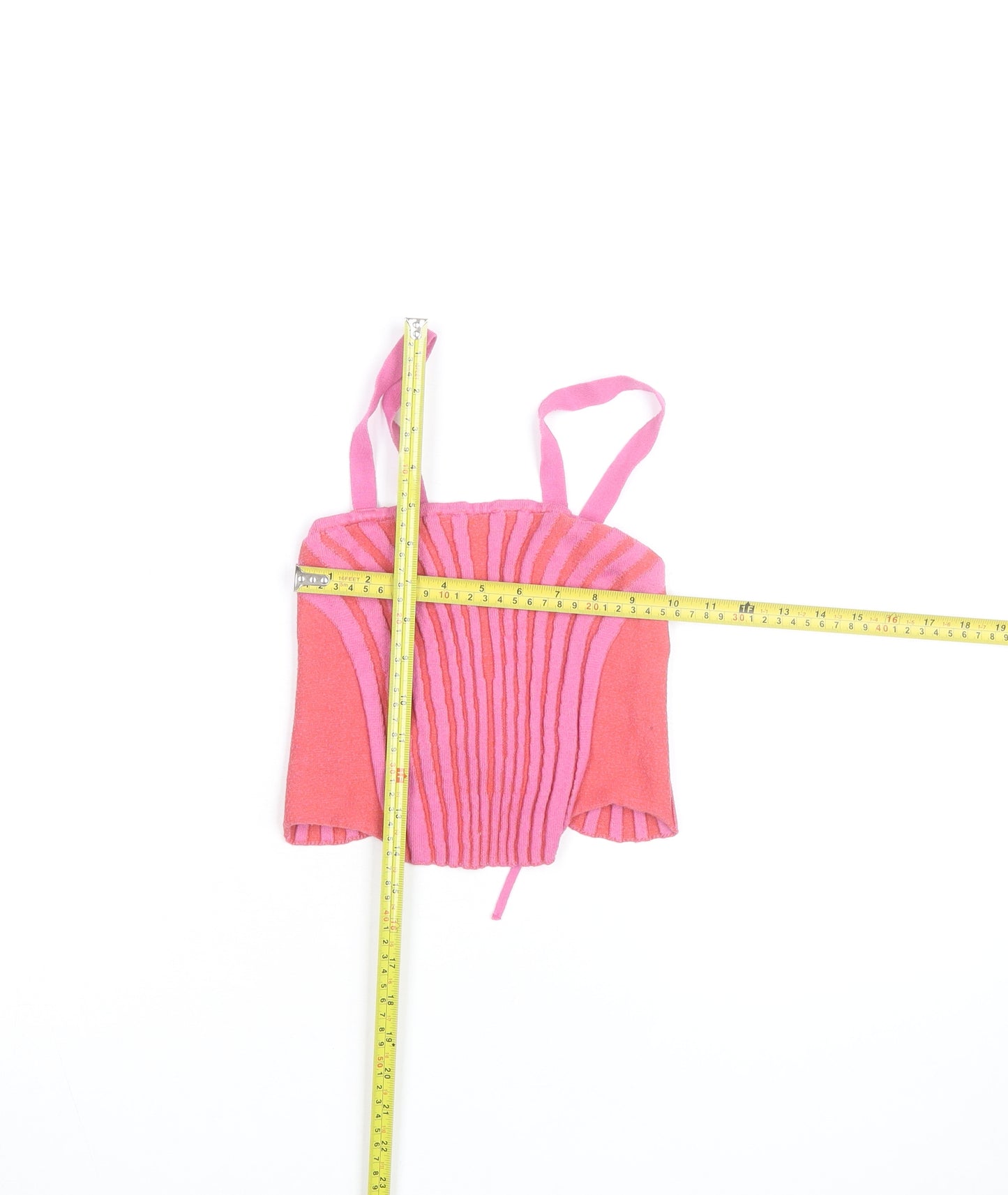 XXX Girls Pink Striped Knit Tank Top Size L Cotton Blend Summer Vest